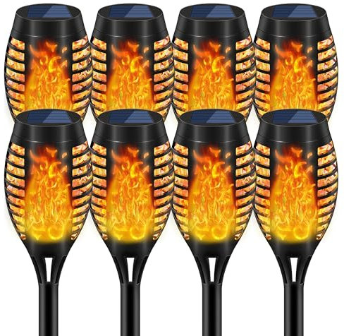 APIOTEIA Solarleuchten für Außen Garten, 8 Stück, 12LED Solarlampe für Außen Solar Fackel Gartenfackeln, IP67 LED-Leuchten für die Dekoration von Terrassen Wasserdicht, Weg, Hinterhöfe, Rasen