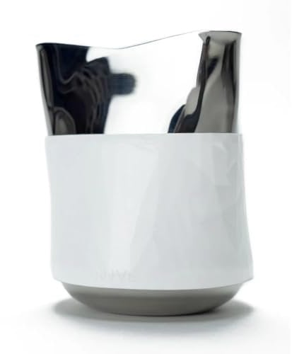 KRUVE Create Latte-Art-Krug mit drei Ausgießern, 440 ml, Edelstahl, griffloses Design, drei einzigartige Ausgießprofile (Silber)