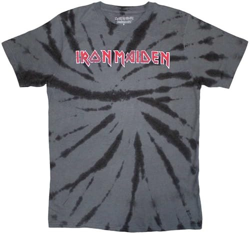 Rock Off officially licensed products Iron Maiden Band Logo Tie Dye T Shirt M Grey