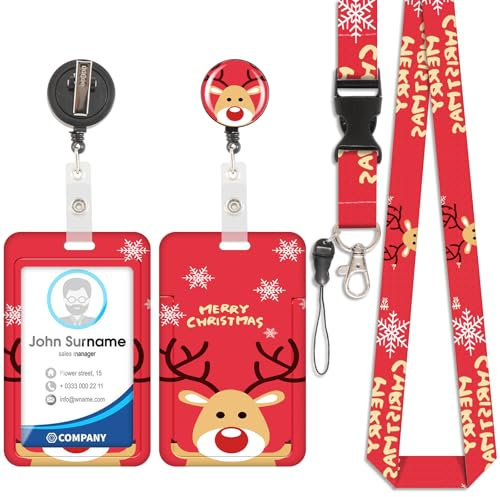 Viojrlly Goldener Elch Kartenhalter, Ausweishalter, abnehmbares Schlüsselband mit einziehbarem Clip, kann für Visitenkarten, Türkarten, ID-Karten usw. verwendet werden.