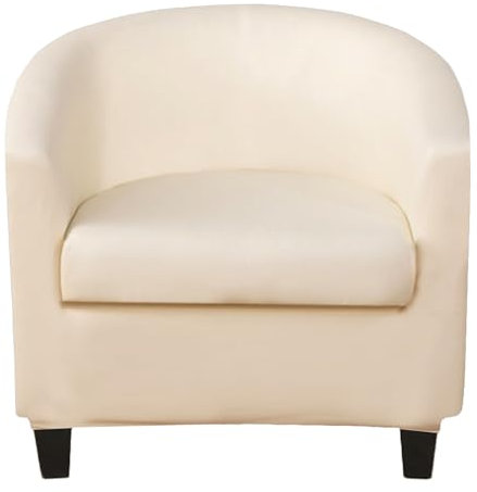 ZRCYXDW Wasserdicht Club Chair Schonbezug, 2 Stück PU Leder Sesselschoner Sesselüberwurf Anti-Rutsch Sesselbezug Abnehmbarem Schonbezug Für Clubsessel Für Hotel Rezeption-Beige-2 Stück