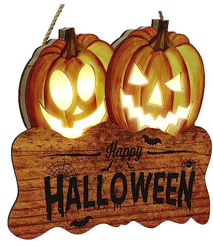 MUSISALY Ich Schild Mit Leuchtendem Halloween Dekorative Wandtafel Für Halloween Perfekte Holzdeko Für Tür Oder Wand Ohne Batterie Stimmungsvolle Atmosphäre Jedem