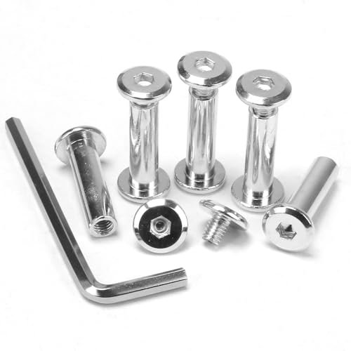 KINDPMA 35Pcs Möbelverbinder Schrankverbinder mit Sechskantschlüssel M6*25mm Edelstahl Hülsenschrauben Sets(35 x Möbelschrauben, 35 x Hülsenmutter) Verbindungsschraube für Möbel, Schränke, Holzbret