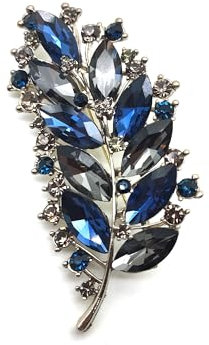 LIANCEH Weizen Ohr Brosche Pin Brosche Kristall Retro Pins Damen-Brosche Aus Metall Art Deco Strass Pin Art Deco Strass Pin Brosche Mit Strass für Damen, Schals, Tücher, Ponchos (Blau)