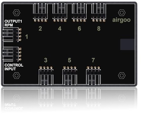 Airgoo 8 Channel Fan Hub, AG-PFH01 for up to Eight 12V or 5V Based 4-pin PWM or 3-pin Fans, with Status montioring LEDs