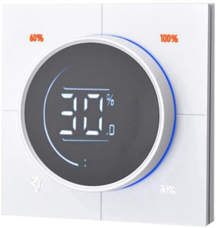 Sctecoau 1 Piece Infinite Knob Dimmer Regulator Zigbee 3.0 PC Panel Wall Light Switch 150-300W AC 110-240V Plastic+Metal Digital LCD Yandex(White)