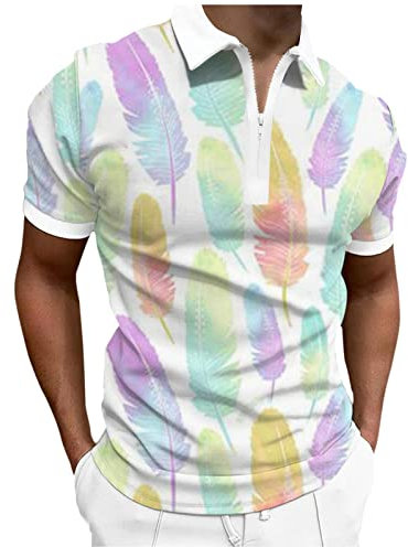 Poloshirt Herren mit Zipper Kurzarm Basic Polo Hemd Schnelltrocknend Golf T-Shirts Sport Atmungsaktiv Outdoor mit Reißverschluss Poloshirts Herren Men Shirt Casual