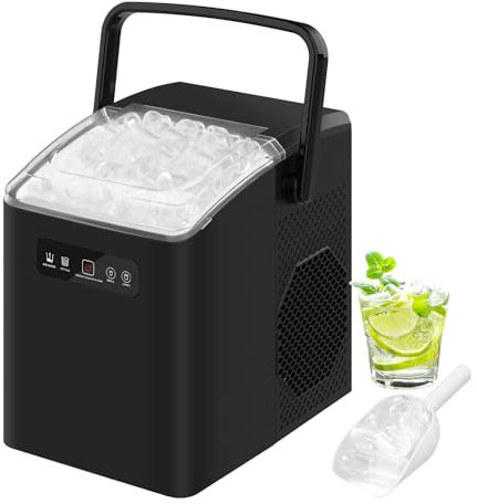 WOLTU Eiswürfelmaschine klein Eiswürfelbereiter 1,3 Liter, 8 Würfel/6-8 Min., 12 kg/24 Std, Ice Cube Maker Machine mit Tragegriff Selbstreinigend 2 Eiswürfel Größen Eismaschine für Haus, Camping, Büro