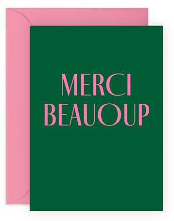 Dankeskarte – Merci Beaucoup – Dankeskarte für Freunde, Familie, Lehrer, Kollegen, Kunden, Bestie, Mama, Papa, Oma, Bruder, Schwester – Wertschätzungsgeschenke auf Französisch – mit Aufklebern