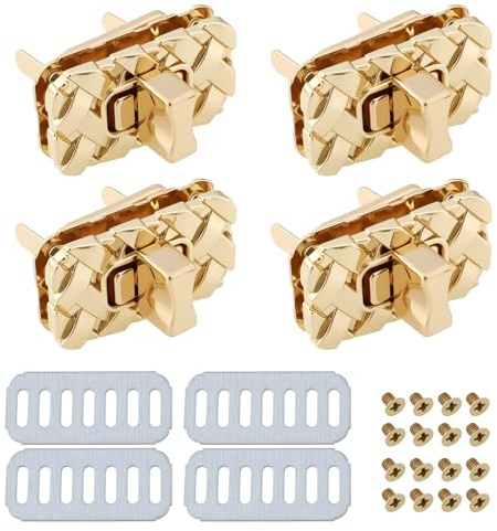 SG Store 4 Stück Drehverschluss 35 X 20 Mm Geeignet für Handgefertigte Taschen Geldbörsen Kuriertaschen Gold