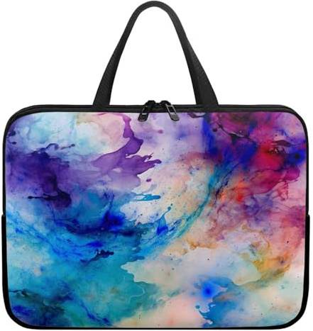 Treer Motivo Astratto Borsa Porta PC, Custodia Laptop con Manico e Cerniera, Borsa PC Impermeabile Resistente Graffi, 10-17Pollici Laptop Bag, Portatile Custodia Notebook (Blu-Viola,15 pollici)