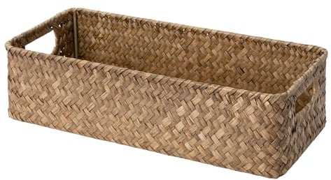 StorageWorks Korb Aufbewahrung geflochten mit Griffen, Aufbewahrungsbox geflochten, Bad-Organisation, Rattan-Kiste für Regale, Toilettenkorb Aufbewahrung, Klopapier Korb für Geschenke, braun, 1 Stück