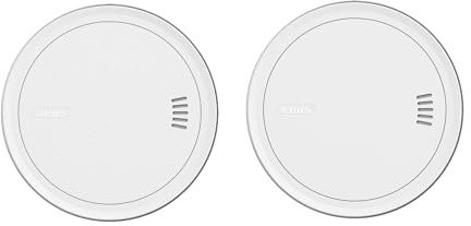 ABUS Rauchmelder Prefira Slim, 2er Set - Q-Label zertifizierter, extra Flacher Melder mit 10-Jahres-Batterie, Fehlalarmreduzierung, 2-LED-Raucherkennung - Klebemontage und Magnethalterung