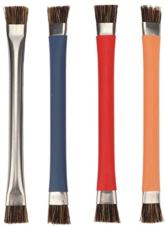 Lot de 4 brosses de nettoyage antistatiques à double tête en acier inoxydable pour carte mère, puce, appareil photo, téléphone portable, orange, bleu, rouge, argent