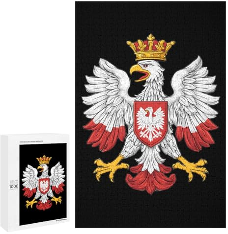 Polska Poland Polish Ea-gles Jigsaw Puzzle for Adults Wooden Challenging Puzzles Gift for Family Friends