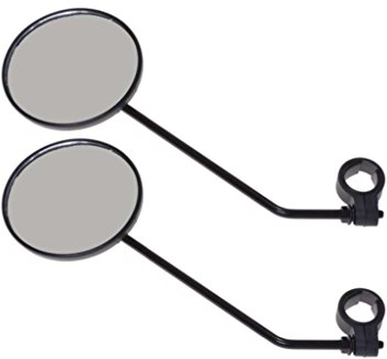 Gravidus Fahrradspiegel 2er Set - Rund, beidseitige Montage, Metall, verchromt, schwarz, 90mm