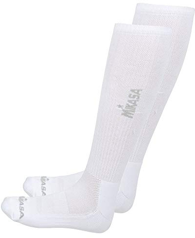Mikasa calza lunga con piede, modello Donia, calza allenamento, colore bianco (L)