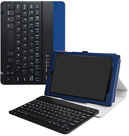 LiuShan Teclado Funda para Amazon Fire HD 10,Detachable Teclado(Teclado QWERTY Formato inglés) PU con Soporte Caso para Amazon Fire HD 10 Tablet(5th /7th /9th Generation) 10.1 Tablet,Azul