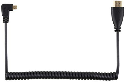 Elasticizzato molla sinistra e destra ad angolo di 90 gradi micro HDMI a HDMI maschio HDTV cavo per telefono cellulare & tablet & macchina fotografica Right angled
