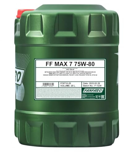 FANFARO FF8710-20 Getriebeöl Kompatibel mit VW Golf 7 Schrägheck 5G1, BQ1, BE1, BE2 75W-80 BMW MTF LT-1 BMW MTF LT-2