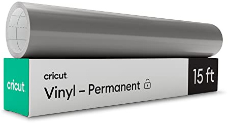 Cricut Premium Permanent Vinyl Roll (12 in x 15 ft), Weather-Resistant, Dishwasher-Safe & Fade-Proof, Compatible with Cricut Cutting Machines, Create Signs, Labels, & Personalize DIY Project, Silver