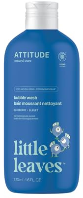 ATTITUDE Bubble Wash for Kids, EWG Verified Bubble Bath, Hair Shampoo and Body Soap, Dermatologically Tested, Plant- and Mineral-Based, Vegan, Blueberry, 473 mL