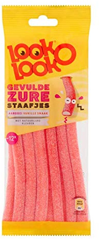Bonbons à la fraise et à la vanille | Look-O-Look | Barres fourrées au goût de fraise / vanille | Poids total 125 grammes