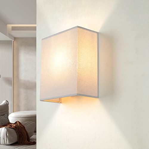 Wandleuchte Modern ALICE Stoff Grau Loft Design blendarm E27 Up Down Wandlampe Wohnzimmer Schlafzimmer Flur