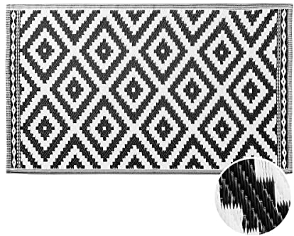 BUTLERS In- & Outdoor-Teppich Ethno Rauten L 150 x B 90cm -Colour Clash- Balkonteppich wetterfest und waschbar | auch für Küche, Bad oder Flur