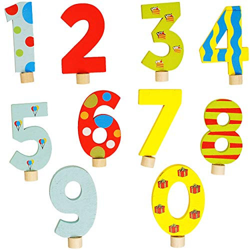 alles-meine.de GmbH 2 * 10 TLG. Set: Geburtstagszahlen - Holz - Zahlen von 0 bis 110 - Zahlenstecker - für Geburtstagsring/Geburtstagszug/Geburtstagskranz - Kinder bunt/bla..