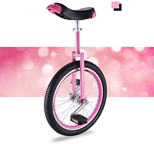 HWF Einrad Mädchen/Kinder/Erwachsene/Frauen Trainer Einrad, 16 / 18 / 20 Rad Einrad Laufrad Trainingsfahrrad für Alter 9 Jahre & Mehr (Color : Pink, Size : 16 Inch Wheel)