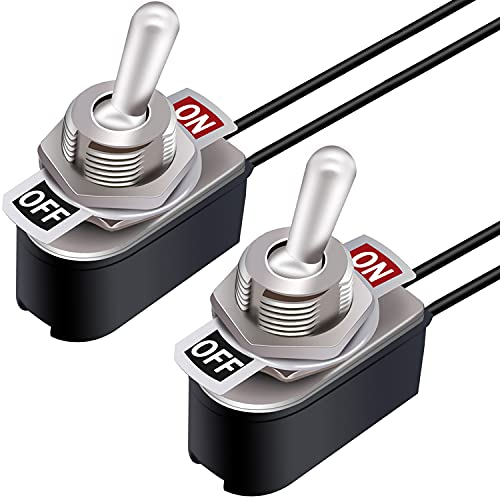 Taiss 2 Stück Verriegelungs kippschalter SPST 2 Position EIN/Aus 6A 125V AC 10A 12V DC Zufällig 5,2 Zoll Verbindungskabel Kipphebelschalter KNS-1