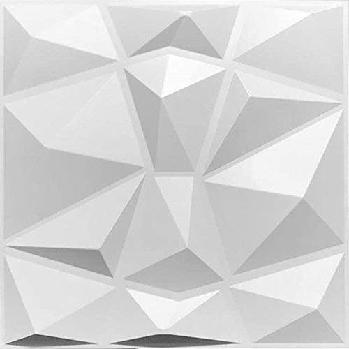 Stockholm 3D Wall Panels - Matt White PVC Panels - 50cm X 50cm Ceiling Panels Covers 32 Sq. Feet - 3D Panels for Interior Wall Décor in Living Room, Bedroom, and Office - 12 Pack PVC Ceiling Panels