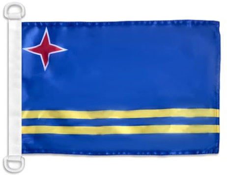 AZ FLAG Bootsflagge Aruba - 45x30 cm - Aussenverwendung - Aruba Bootsfahne aus Gestricktem Polyester mit Plastikringen