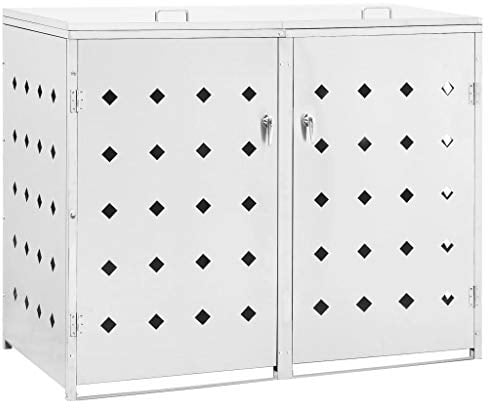Susany Edelstahl Mülltonne Mülltonnenbox Mit praktischer Tür und Verriegelungssystem & nützlichen Belüftungsöffnungen,je oder 240 Liter, Mülltonnenverkleidung Metall Müllbox,abschließbar