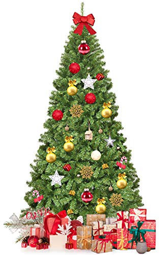 RELAX4LIFE Albero di Natale 230 cm, Albero di Abete per Natale in PVC Atossico e Durevole con Base a 4 Gambe Stabile, Albero Natalizio Automatico per Interno ed Esterno (230 cm)