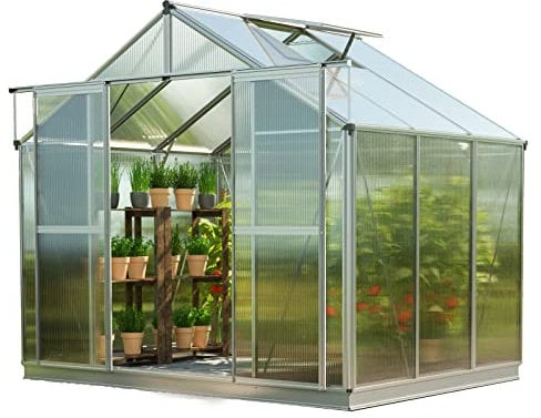 GFP Gewächshaus Topas 3 aus Alu 225x195 cm ca. 8 mm Doppelstegplatten mit Fundamentrahmen, automatischer Fensteröffner