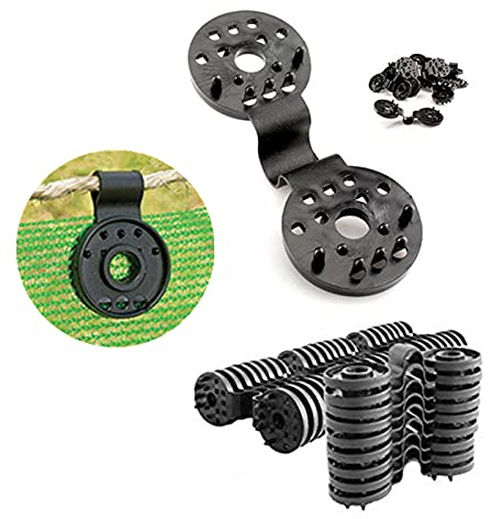 Clips de Fixation, Clip Spécial avec œillet, Fixation Brise Vue occultant pour Toile de clôture, Brise Vue Fenetre, Filet d'ombrage, Tissu Coupe-Vent, Attaches Filet exterieurcrochets (100)
