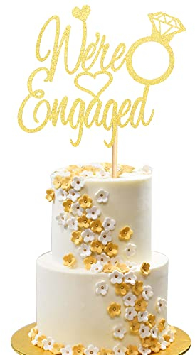 Arthsdite Gold We Are Engaged Cake Topper, 1Piece, for Engagement, Wedding & Party Decorations