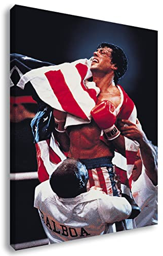 Artis Prints Leinwandbild Rocky | Boxfilm - Hollywood - Sylvester Stallone, Wandbild auf Keilrahmen gespannt - Klein bis XXL, Wohnzimmer - Flur - Dekoration