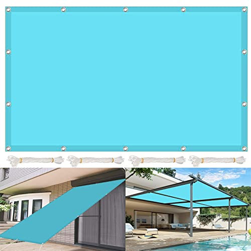 Sonnensegel für Gartenpavillon Sunset Deluxe 1x2.8M Gewebe Wetterbeständig Sonnenschutz Sonnensegel Sonnenschutz Rechter Winkel Schutz inkl Befestigungsseile Für Terrasse Camping, Himmelblau, 21985