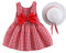 IWEMEK Robe Bébé Enfant Fille été Fleur Imprimé Costume Princesse Nœud Papillon Ensemble Trapèze sans Manches + Chapeau de Paille Décontractée Plage Vacances Loisir #Carreaux Rouge 12-18 Mois