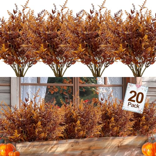 TURNMEON Künstliche Herbstblumen für den Außenbereich, UV-beständig, künstlicher Lavendel, Kunstblumen, künstliche Mütter, Herbstpflanzen, Herbst, Erntedankfest, Dekoration, Zuhause, Veranda, Garten