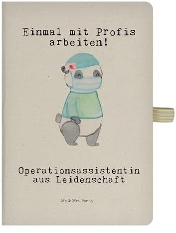 Mr. & Mrs. Panda DIN A4 Baumwoll Notizbuch Operationsassistentin Leidenschaft - Geschenk, Ausbildung, Operationsassistenz, Schreibbuch, OP