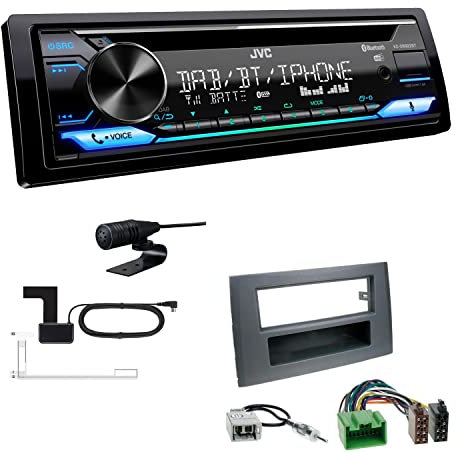JVC KD-DB922BT 1-DIN Autoradio CD-Receiver Bluetooth DAB+ Digital Radio Einbauset passend für Volvo XC90 2002-2014 anthrazit mit HIGH Performance