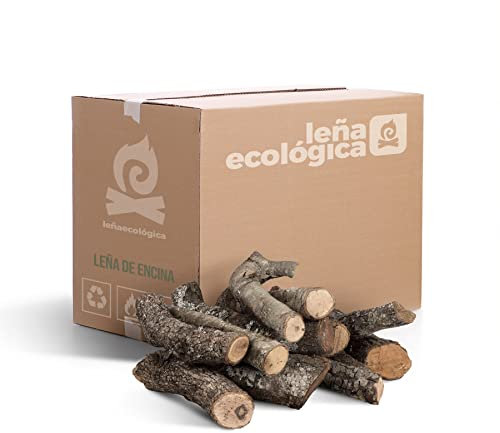 LEÑA ECOLÓGICA Leña de Encina para Chimeneas, Estufas, Barbacoas y Hornos de Asar. 0,1m3 de leña de encina Troncos de leña Medianos 30-40CM Alta Durabilidad Gran Poder calorífico