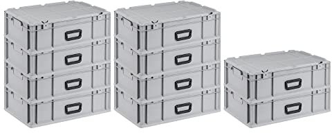PROREGAL SuperSparSet 10x Eurobox NextGen Portable | HxBxT 18,5x40x60cm | 34 Liter | Eurobehälter, Transportbox, Transportbehälter, Stapelbehälter