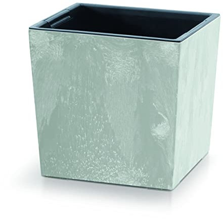 URBNLIVING Large Square Modern Concrete Look Planter Flower Plant Pot Indoor Outdoor Garden Decor Contemporary D24cm xH24cm (Concrete)