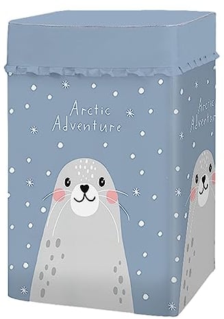 Odot Housse de Protection pour Machine à Laver Chargement par Le Haut,Couvre-Machine Protecteur Anti-Poussière Couverture pour Machine Lave-Linge et Sèche-Linge (S-52x88x53cm,phoque gris)