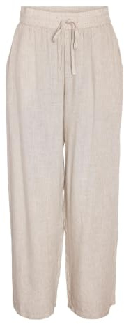 Noisy may Weite Relaxed Fit Culotte Modisch Lässige Jogging Stoffhose Leinen, Farben:Natur, Größe:L